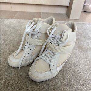 Aldo Women's Cream High-Top Strap Lace Sneaker Wedges